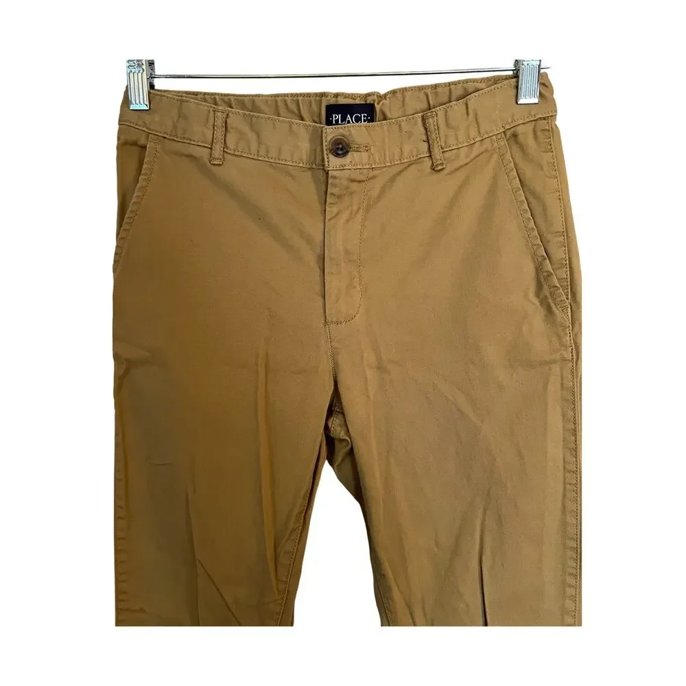 Childrens Place Pants Girls Size 16 Beige Cotton Chino Adjustable Waist Straight